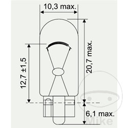 BULB 12V5W JMP W2.1X9.5D BLUE 10 PCS