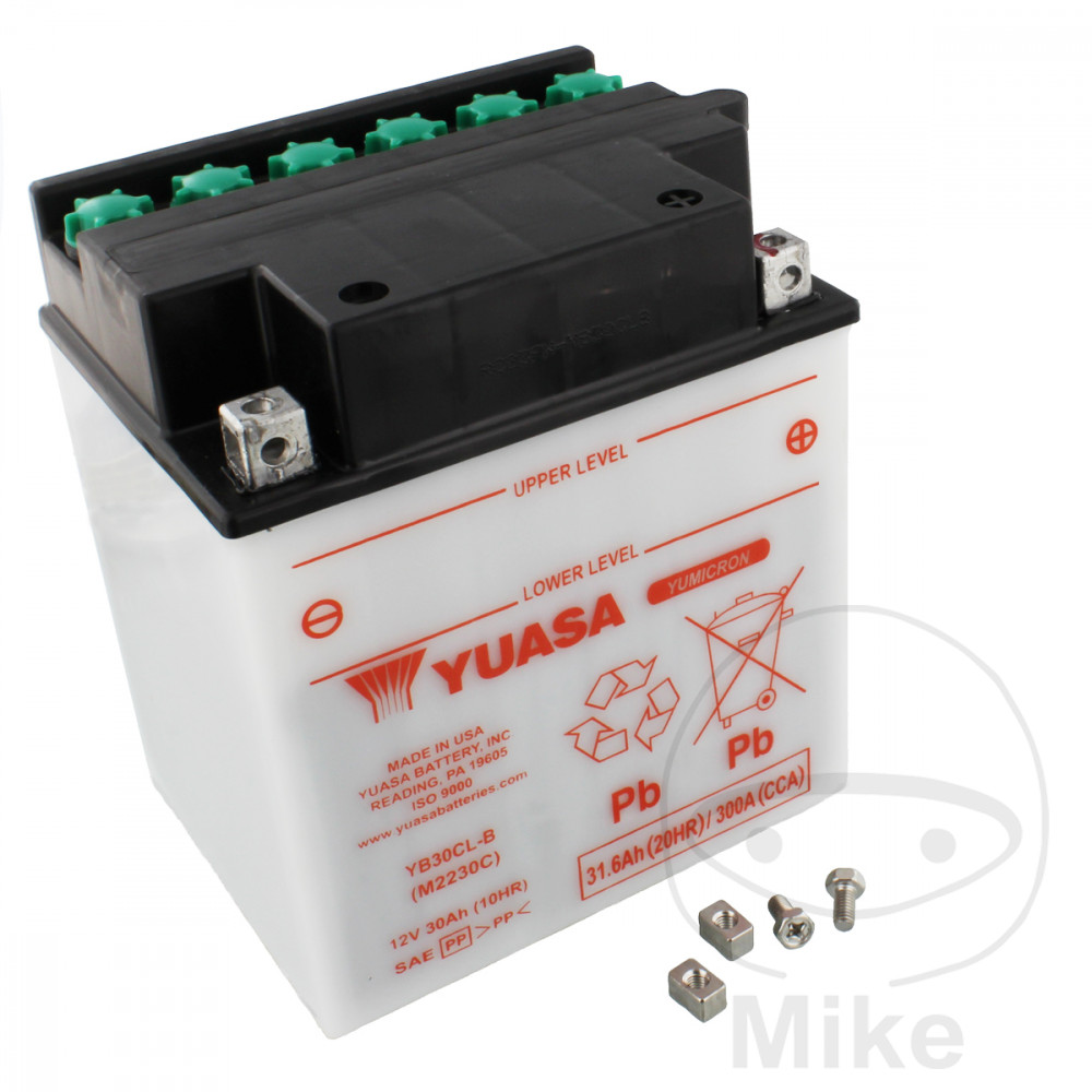 BATTERY MOTORCYCLE YB30CL-B YUASA NextPart.dk Reservedele Motorcykler touring Sport Racing Atv Oliefilter Luftfilter Bremseklodser Bremseskive Tændrør Kædekit Dæk BATTERY MOTORCYCLE YB30CL-B YUASA