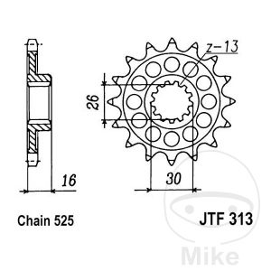 FRONT SPROCKET 16 TOOTH PITCH 525 NARROW SPLINE INNER DIAMETER 26/30 NextPart.dk Reservedele Motorcykler touring Sport Racing Atv Oliefilter Luftfilter Bremseklodser Bremseskive Tændrør Kædekit Dæk FRONT SPROCKET 16 TOOTH PITCH 525 NARROW SPLINE INNER DIAMETER 26/30