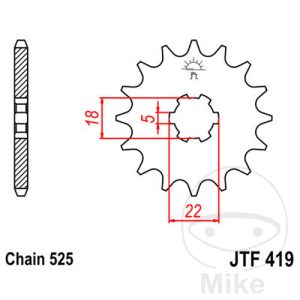 FRONT SPROCKET 14 TOOTH PITCH 525 LARGE SPLINE 5 INNER DIAMETER 18/22
