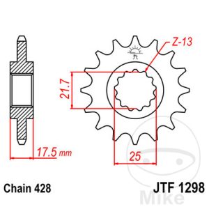 FRONT SPROCKET 17 TOOTH PITCH 428 NARROW SPLINE INNER DIAMETER 21.7/25 NextPart.dk Reservedele Motorcykler touring Sport Racing Atv Oliefilter Luftfilter Bremseklodser Bremseskive Tændrør Kædekit Dæk FRONT SPROCKET 17 TOOTH PITCH 428 NARROW SPLINE INNER DIAMETER 21.7/25