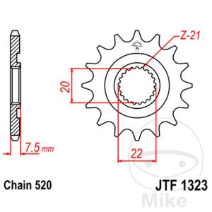 FRONT SPROCKET 12 TOOTH PITCH 520 NARROW SPLINE INNER DIAMETER 20/22