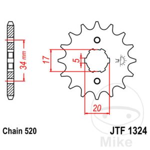 FRONT SPROCKET 12 TOOTH PITCH 520 LARGE SPLINE 6 INNER DIAMETER 17/20