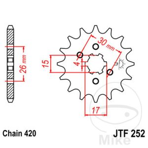 FRONT SPROCKET 12 TOOTH PITCH 420 LARGE SPLINE 6 INNER DIAMETER 15/17