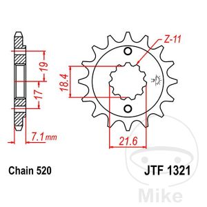 FRONT SPROCKET 14 TOOTH PITCH 520 NARROW SPLINE INNER DIAMETER 18.4/21.6