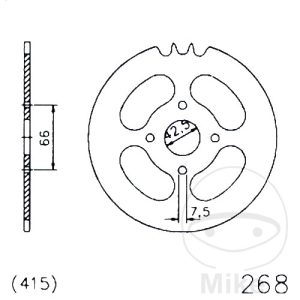 Bagtandhjul 36 T, størrelse 415 INNER DIAMETER 42.5 BOLT SPACING 66