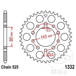 Bagtandhjul 36 T, stÃ¸rrelse 525 INNER DIAMETER 80 BOLT SPACING 110