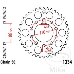 Bagtandhjul 36 T, stÃ¸rrelse 530 INNER DIAMETER 80 BOLT SPACING 110