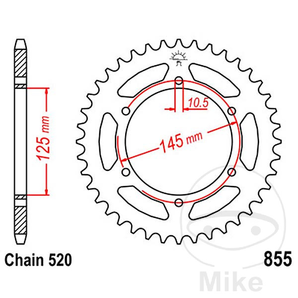 REAR SPROCKET 47 TOOTH PITCH 520 INNER DIAMETER 125 BOLT SPACING 145 NextPart.dk Reservedele Motorcykler touring Sport Racing Atv Oliefilter Luftfilter Bremseklodser Bremseskive Tændrør Kædekit Dæk REAR SPROCKET 47 TOOTH PITCH 520 INNER DIAMETER 125 BOLT SPACING 145