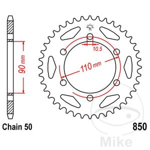 Bagtandhjul 33 T, størrelse 530 INNER DIAMETER 90 BOLT SPACING 110