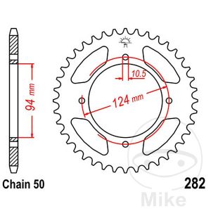 Bagtandhjul 34 T, størrelse 530 INNER DIAMETER 94 BOLT SPACING 124