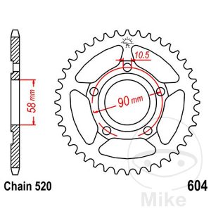 Bagtandhjul 36 T, størrelse 520 INNER DIAMETER 58 BOLT SPACING 90