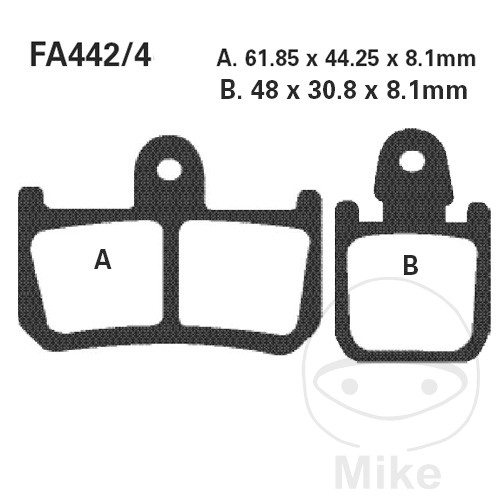 BRAKE PADS STD EBC FA442/4 NextPart.dk Reservedele Motorcykler touring Sport Racing Atv Oliefilter Luftfilter Bremseklodser Bremseskive Tændrør Kædekit Dæk BRAKE PADS STD EBC FA442/4