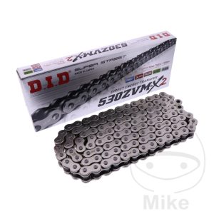 DID X-RING CHAIN SILVER/SILVER 530ZVMX2/122 OPEN CHAIN WITH RIVET LINK
