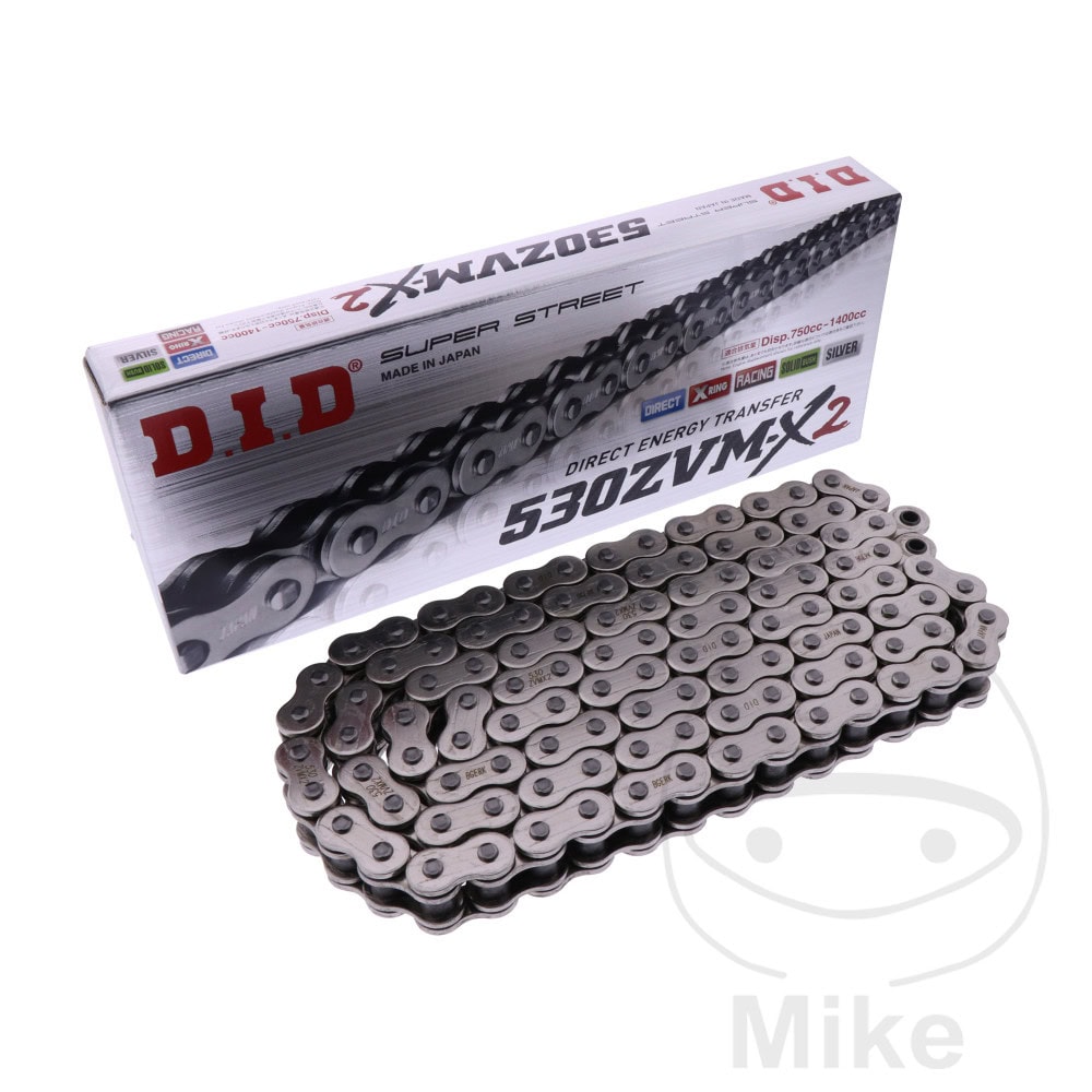 DID X-RING CHAIN SILVER/SILVER 530ZVMX2/106 OPEN CHAIN WITH RIVET LINK NextPart.dk Reservedele Motorcykler touring Sport Racing Atv Oliefilter Luftfilter Bremseklodser Bremseskive Tændrør Kædekit Dæk DID X-RING CHAIN SILVER/SILVER 530ZVMX2/106 OPEN CHAIN WITH RIVET LINK