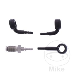 BRAIDED STEEL BRAKE HOSE KIT FITTINGS BLACK 2 PIECE