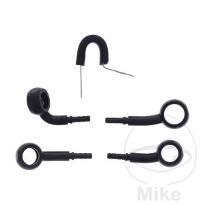 BRAIDED STEEL BRAKE HOSE KIT FITTINGS BLACK 2 PIECE