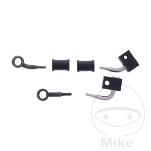 BRAIDED STEEL BRAKE HOSE KIT FITTINGS BLACK 2 PIECE