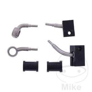 BRAIDED STEEL BRAKE HOSE KIT FITTINGS SILVER 2 PIECE