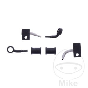 BRAIDED STEEL BRAKE HOSE KIT FITTINGS BLACK 2 PIECE