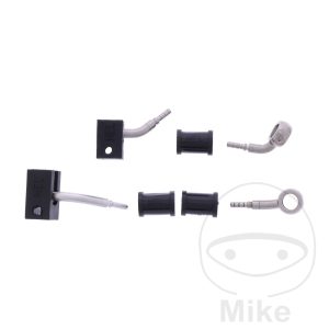 BRAIDED STEEL BRAKE HOSE KIT FITTINGS SILVER 2 PIECE