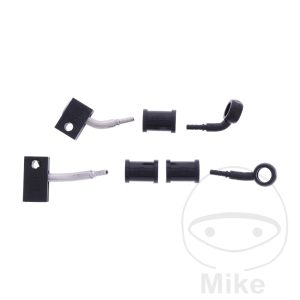 BRAIDED STEEL BRAKE HOSE KIT FITTINGS BLACK 2 PIECE