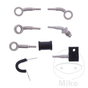 BRAIDED STEEL BRAKE HOSE KIT FITTINGS SILVER 3 PIECE NextPart.dk Reservedele Motorcykler touring Sport Racing Atv Oliefilter Luftfilter Bremseklodser Bremseskive Tændrør Kædekit Dæk BRAIDED STEEL BRAKE HOSE KIT FITTINGS SILVER 3 PIECE