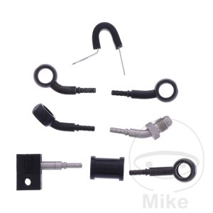 BRAIDED STEEL BRAKE HOSE KIT FITTINGS BLACK 3 PIECE