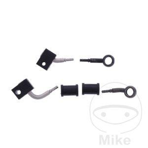 BRAIDED STEEL BRAKE HOSE KIT FITTINGS BLACK 2 PIECE