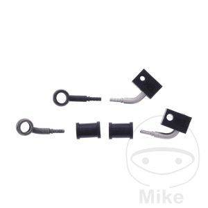 BRAIDED STEEL BRAKE HOSE KIT FITTINGS BLACK 2 PIECE