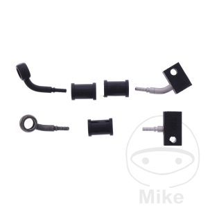 BRAIDED STEEL BRAKE HOSE KIT FITTINGS BLACK 2 PIECE