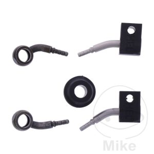 BRAIDED STEEL BRAKE HOSE KIT FITTINGS BLACK 2 PIECE