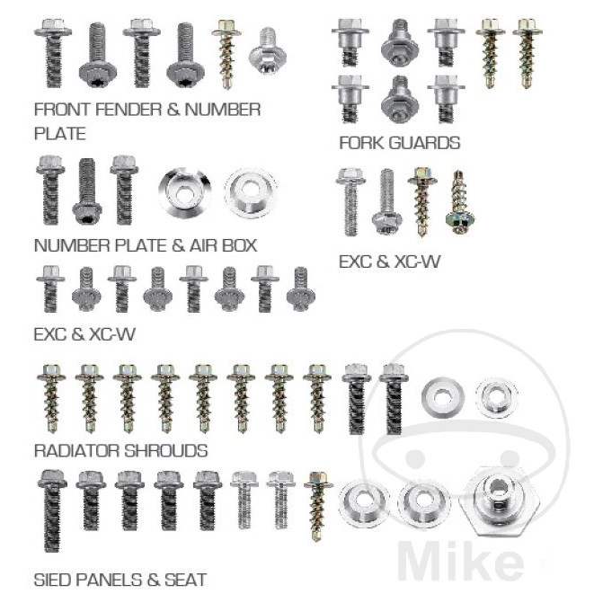 FAIRING BOLT KIT 54-PIECE JMP KTM XC/SX/EXC/XCW NextPart.dk Reservedele Motorcykler touring Sport Racing Atv Oliefilter Luftfilter Bremseklodser Bremseskive Tændrør Kædekit Dæk FAIRING BOLT KIT 54-PIECE JMP KTM XC/SX/EXC/XCW