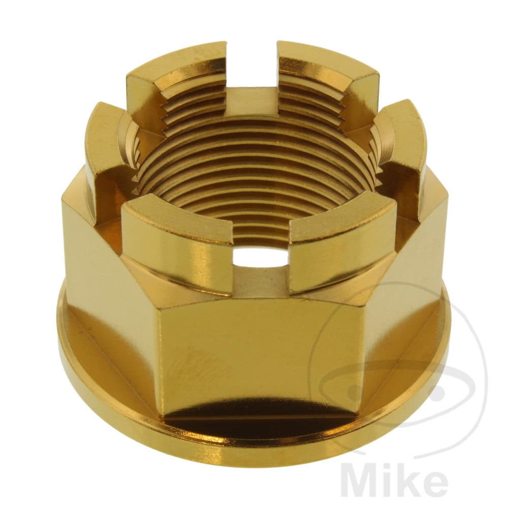 AXLE NUT M24X1.5MM STAINLESS STEEL A4 GOLD NextPart.dk Reservedele Motorcykler touring Sport Racing Atv Oliefilter Luftfilter Bremseklodser Bremseskive Tændrør Kædekit Dæk AXLE NUT M24X1.5MM STAINLESS STEEL A4 GOLD