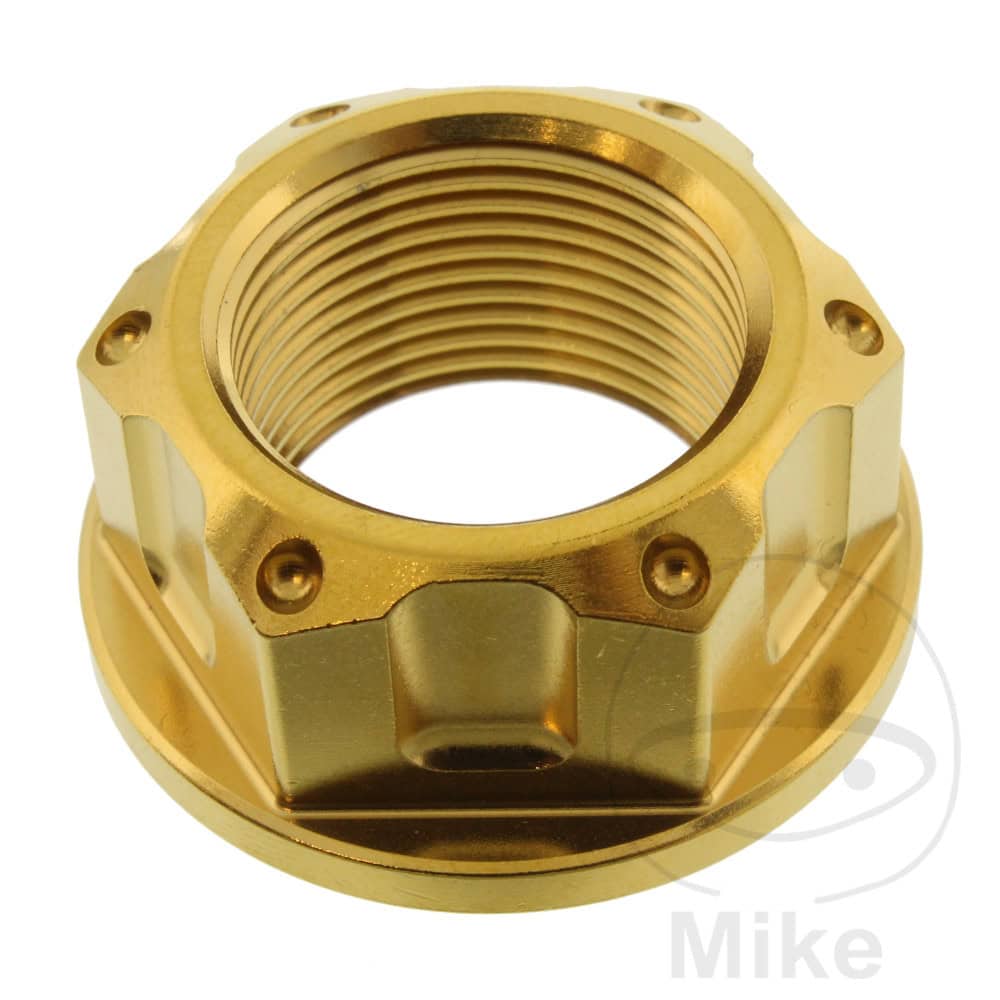 AXLE NUT M24X1.5MM STAINLESS STEEL A4 GOLD NextPart.dk Reservedele Motorcykler touring Sport Racing Atv Oliefilter Luftfilter Bremseklodser Bremseskive Tændrør Kædekit Dæk AXLE NUT M24X1.5MM STAINLESS STEEL A4 GOLD