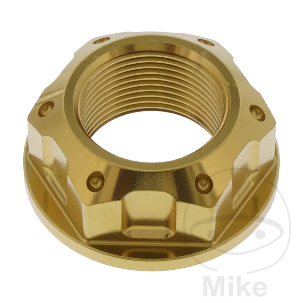 AXLE NUT M25X1.5MM STAINLESS STEEL A4 GOLD NextPart.dk Reservedele Motorcykler touring Sport Racing Atv Oliefilter Luftfilter Bremseklodser Bremseskive Tændrør Kædekit Dæk AXLE NUT M25X1.5MM STAINLESS STEEL A4 GOLD