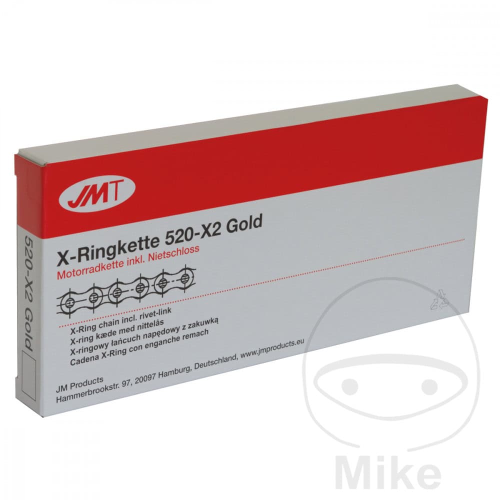 JMT X-RING 520X2 GOLD MTR PRICE PER CHAIN LINK NextPart.dk Reservedele Motorcykler touring Sport Racing Atv Oliefilter Luftfilter Bremseklodser Bremseskive Tændrør Kædekit Dæk JMT X-RING 520X2 GOLD MTR PRICE PER CHAIN LINK