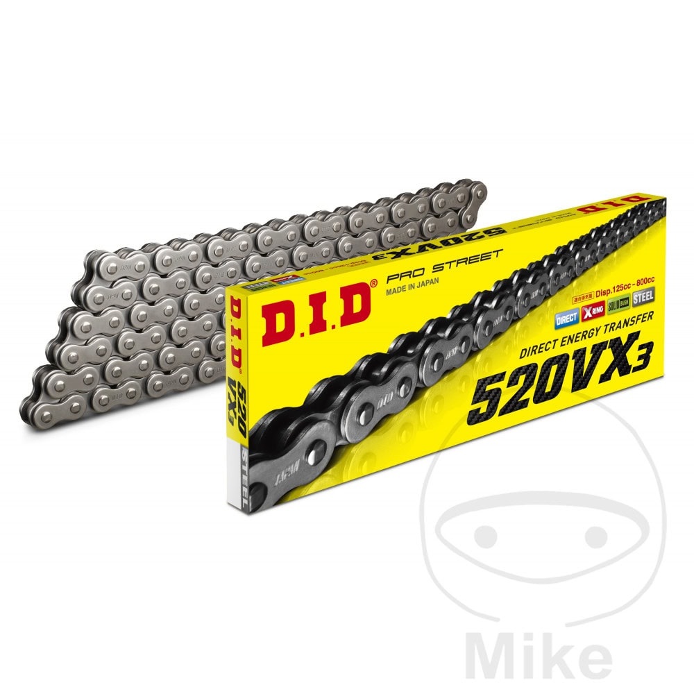 DID X-RING CHAIN 520VX3/110 OPEN CHAIN WITH RIVET LINK NextPart.dk Reservedele Motorcykler touring Sport Racing Atv Oliefilter Luftfilter Bremseklodser Bremseskive Tændrør Kædekit Dæk DID X-RING CHAIN 520VX3/110 OPEN CHAIN WITH RIVET LINK