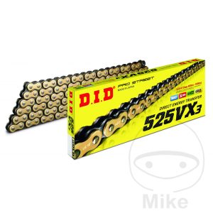 DID X-RING CHAIN GOLD/BLACK 525VX3/100 OPEN CHAIN WITH RIVET LINK