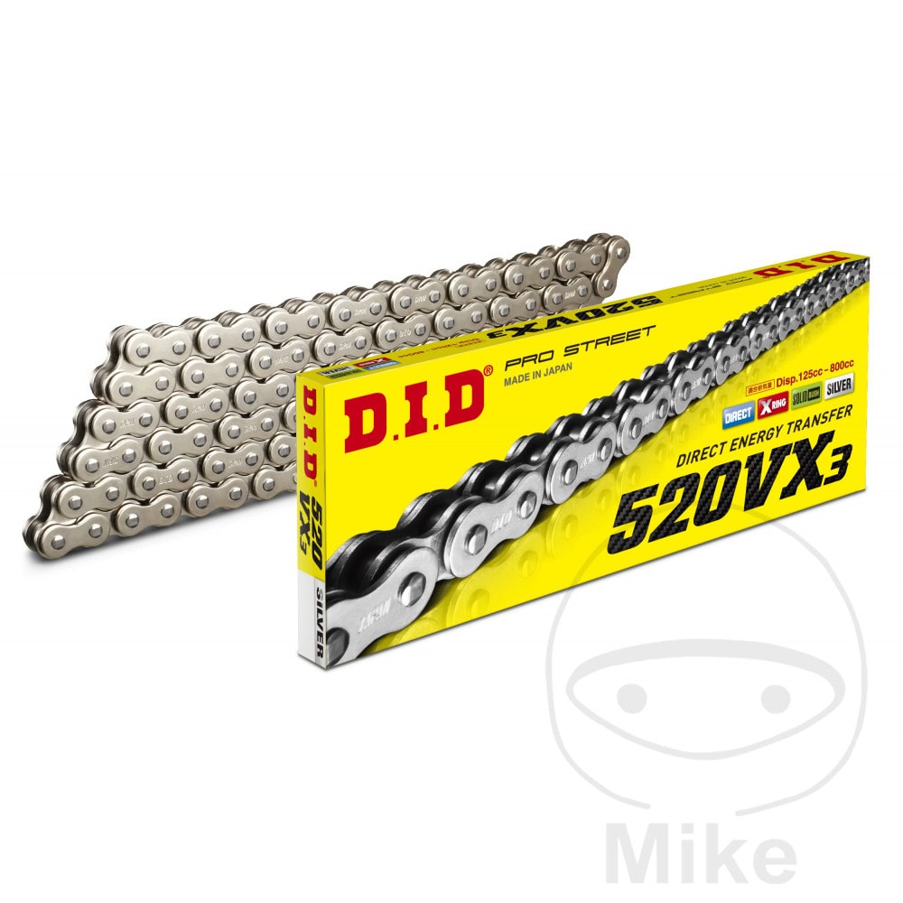DID X-RING CHAIN SILVER/SILVER 520VX3/116 OPEN CHAIN WITH RIVET LINK NextPart.dk Reservedele Motorcykler touring Sport Racing Atv Oliefilter Luftfilter Bremseklodser Bremseskive Tændrør Kædekit Dæk DID X-RING CHAIN SILVER/SILVER 520VX3/116 OPEN CHAIN WITH RIVET LINK