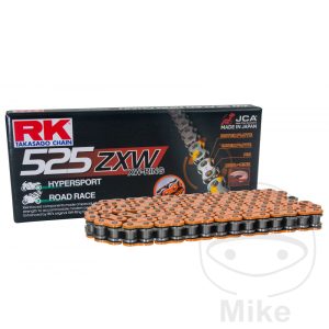 RK XW RING CHAIN ORANGE 525ZXW/120 OPEN CHAIN WITH RIVET LINK